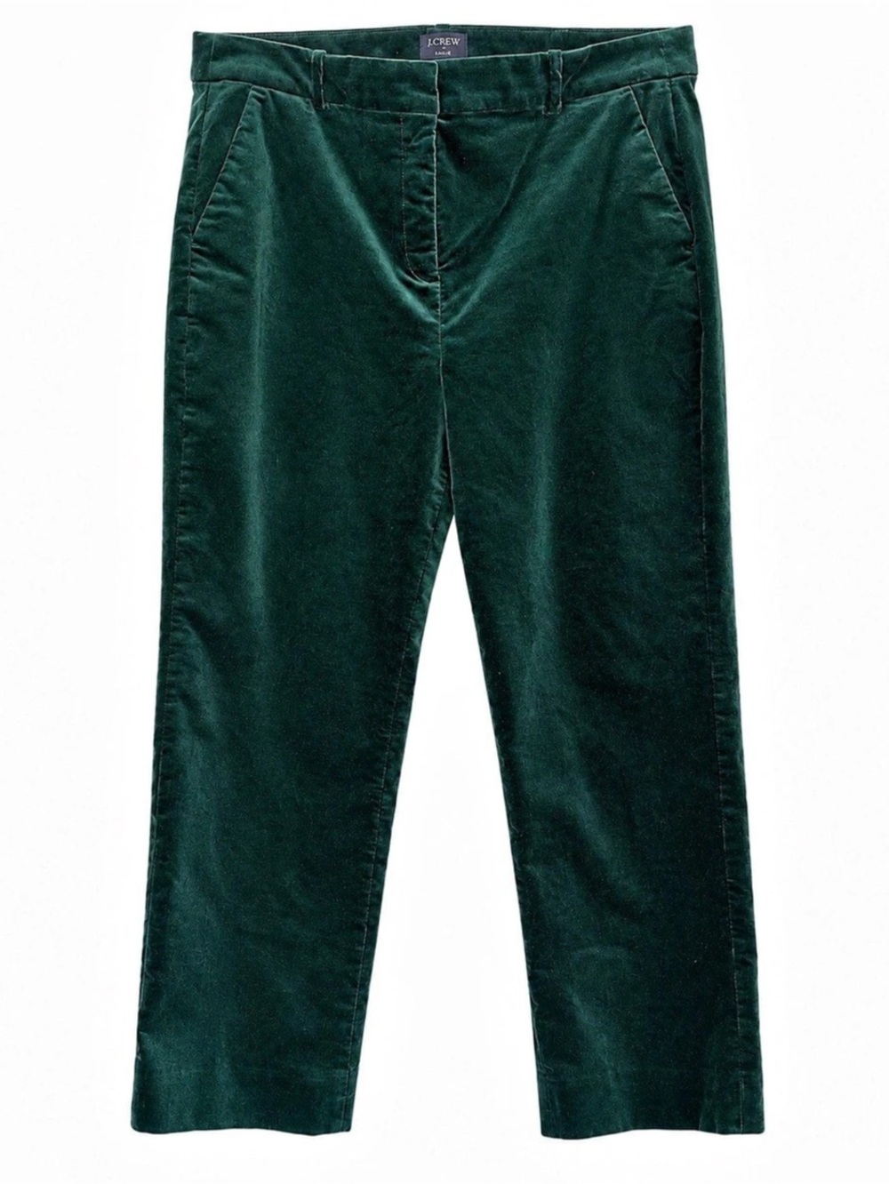 J.Crew Velvet Kallie Pants Size 16 Darkest Forest Green Straight Leg